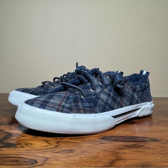 Sperry Pier Wave LTT Teddy Wool Boat Shoes in navy multi size 7 - Picture 6 of 15